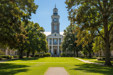 Historic University Building with Clock Tower
